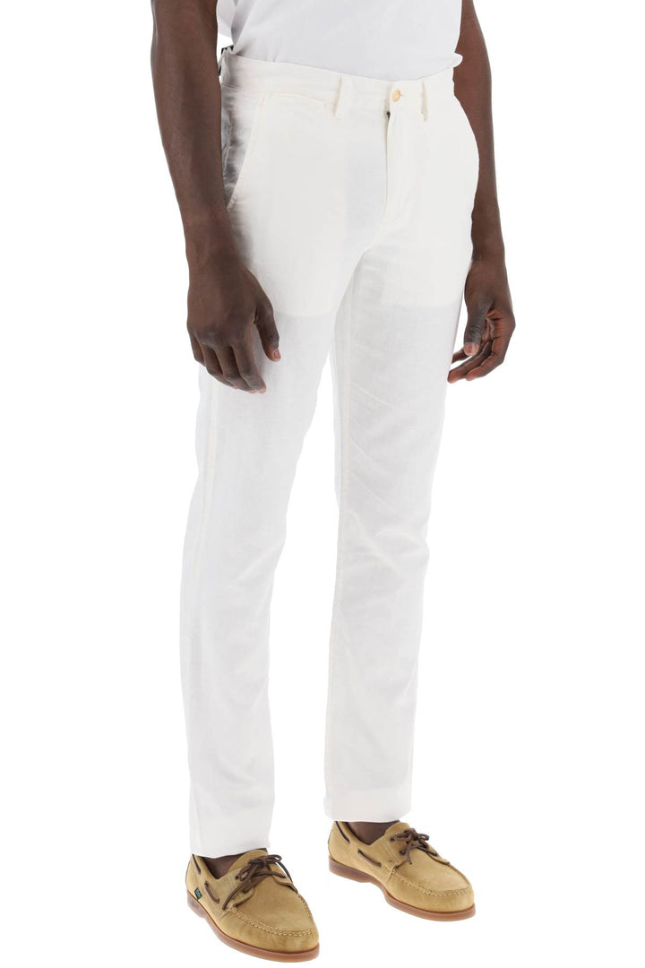 Polo Ralph Lauren Lightweight Linen And Cotton Trousers   Bianco