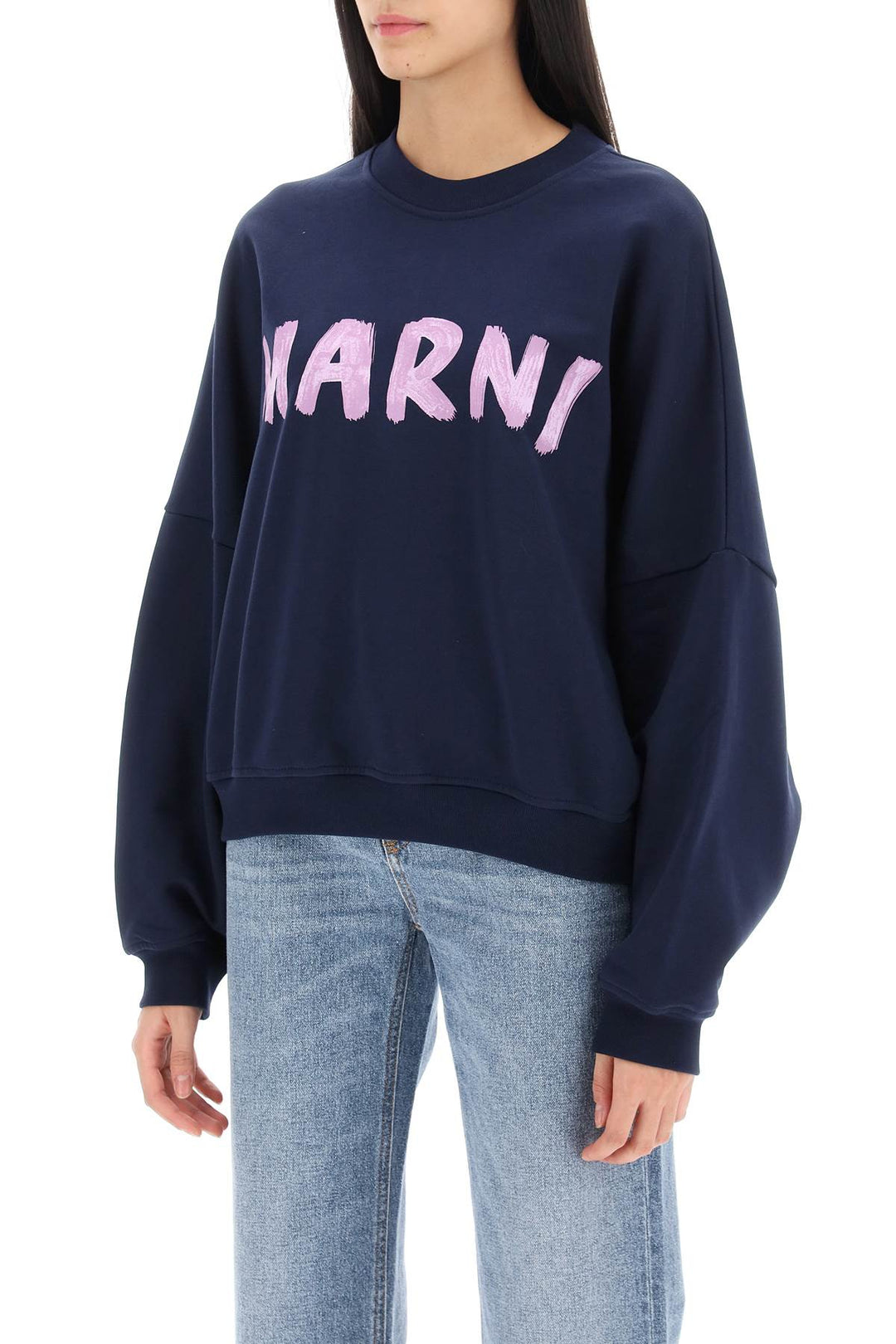 Marni Logo Print Boxy Sweatshirt   Blu