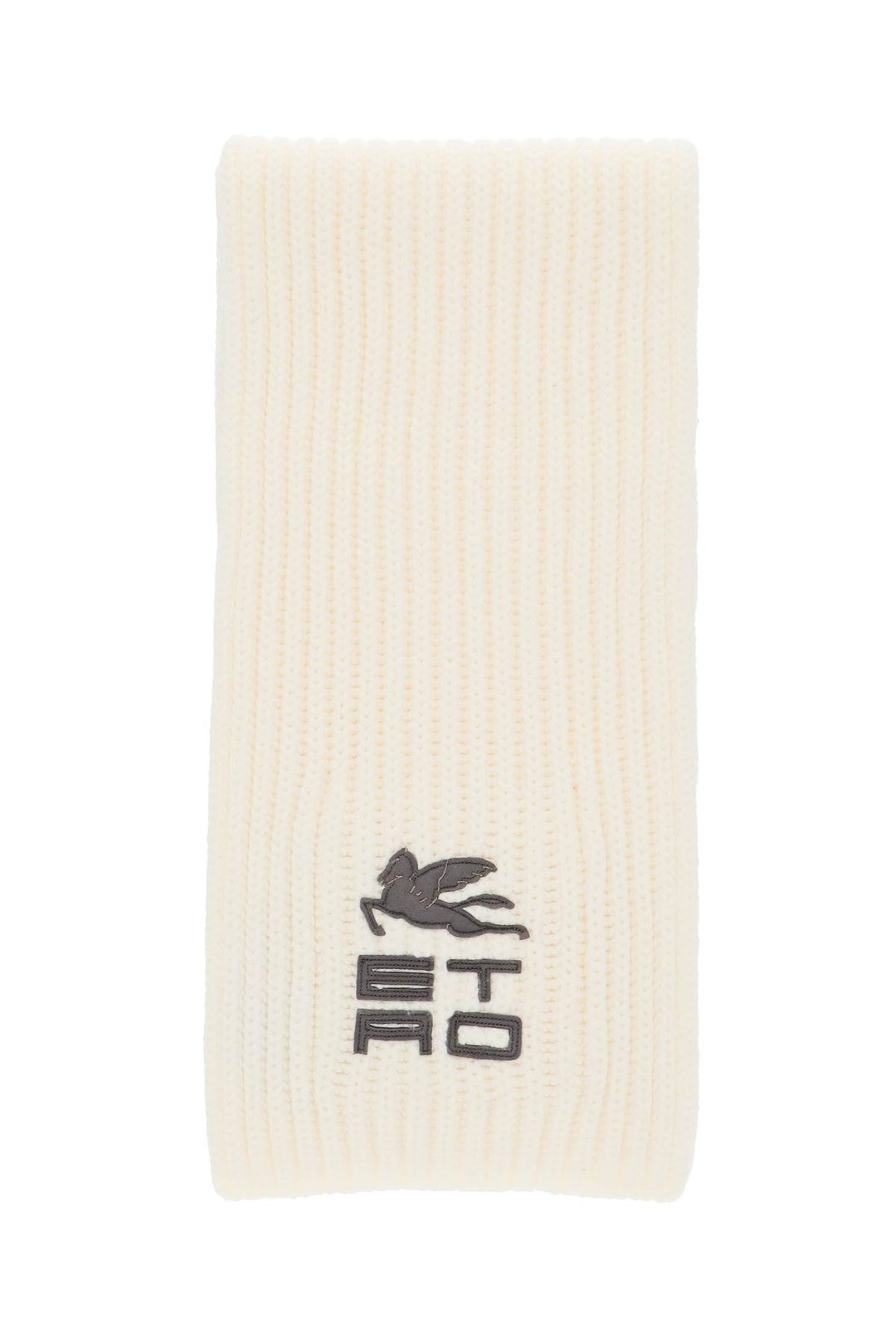 Etro Wool Scarf With Logo   Bianco