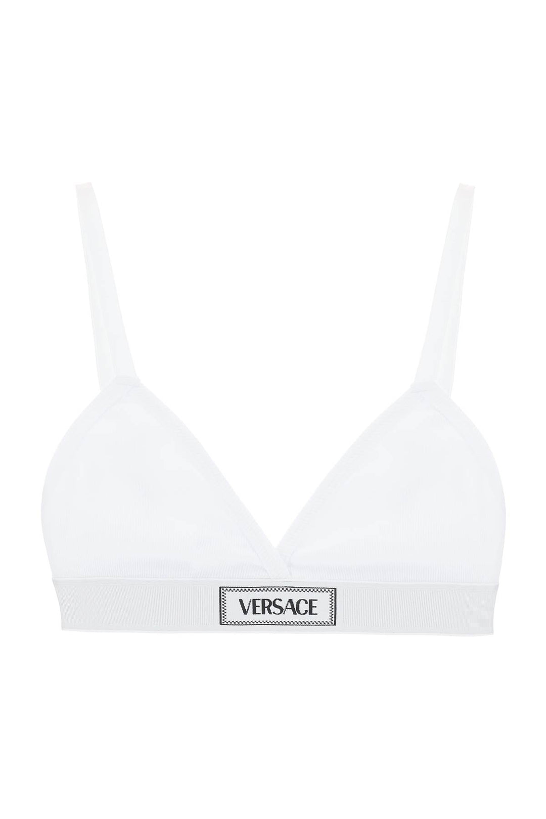 Versace '90s Logo Ribbed Bralette   Bianco