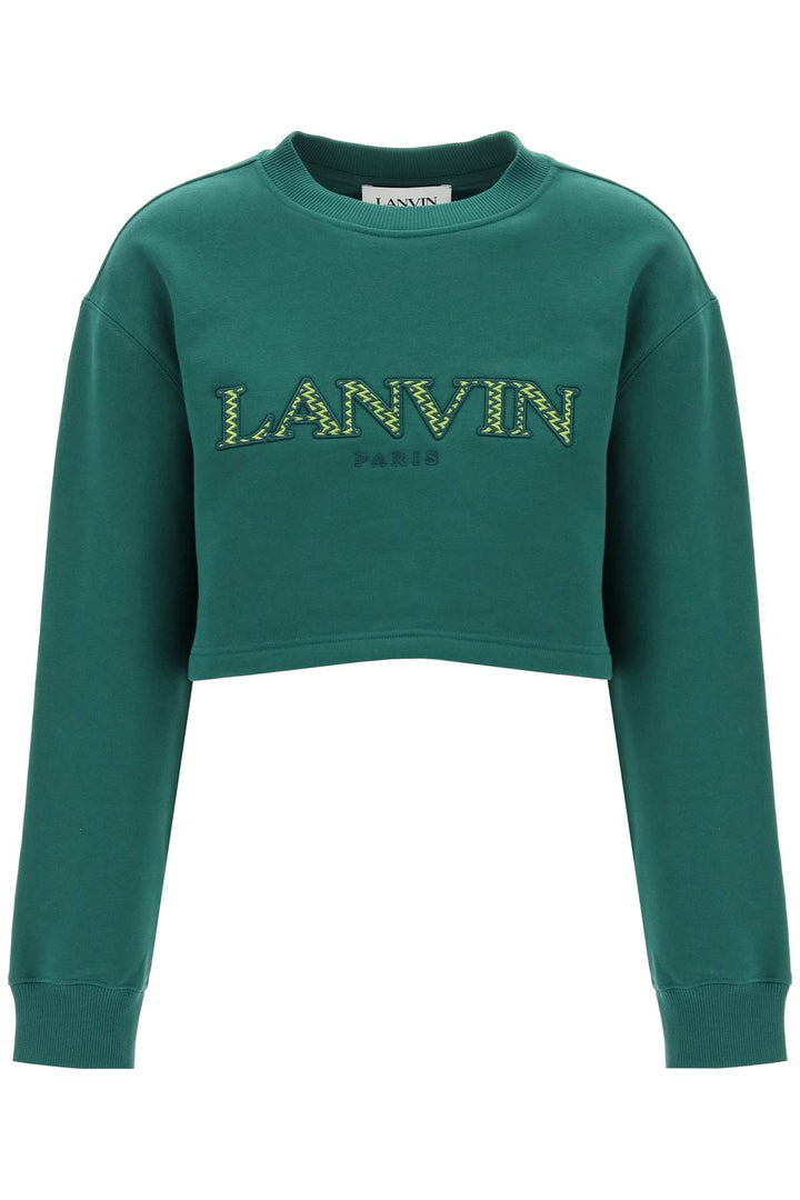 Lanvin Cropped Sweatshirt With Embroidered Logo Patch   Verde