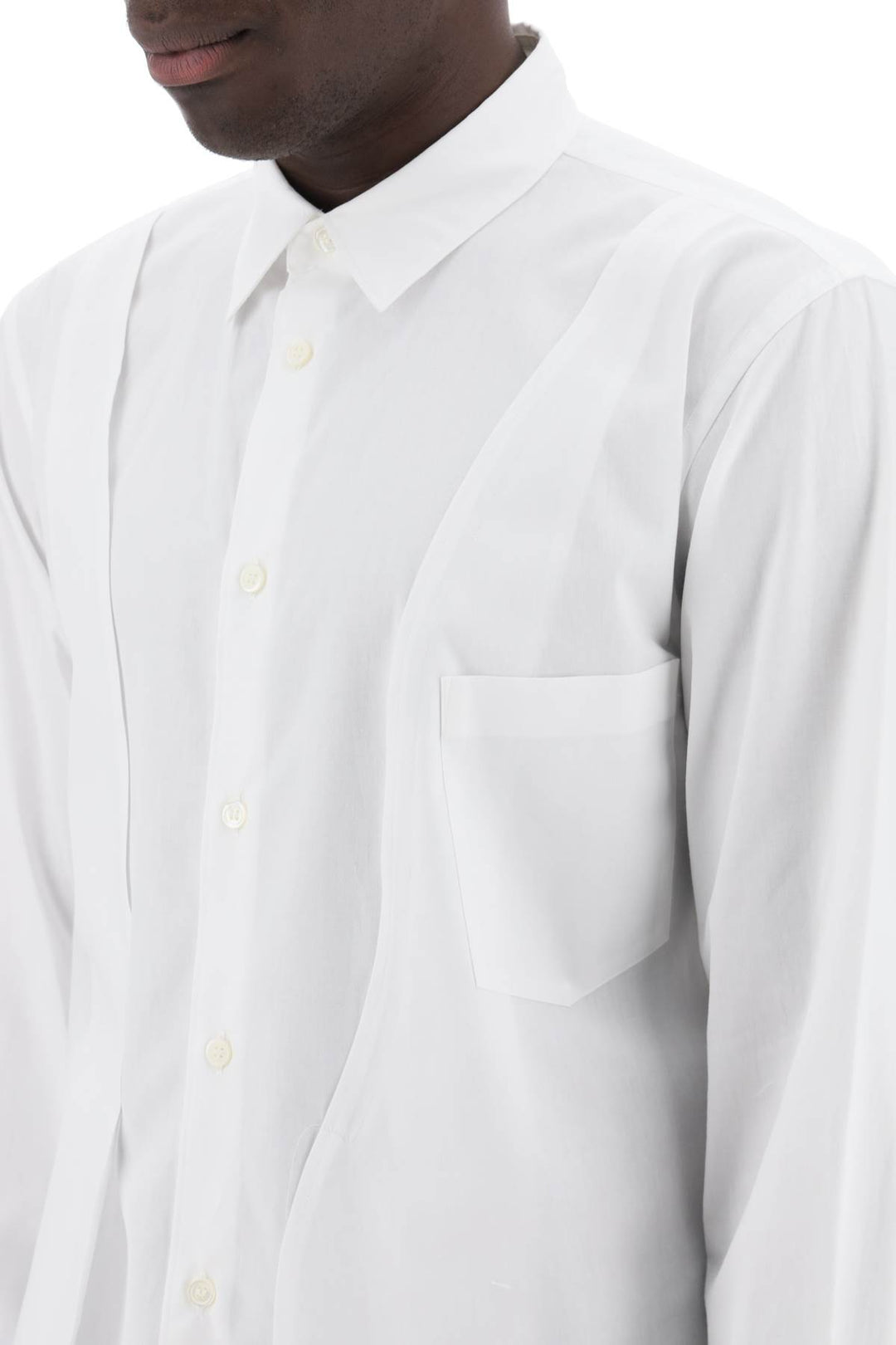 Comme Des Garcons Homme Plus Asymmetric Panelled Shirt   Bianco