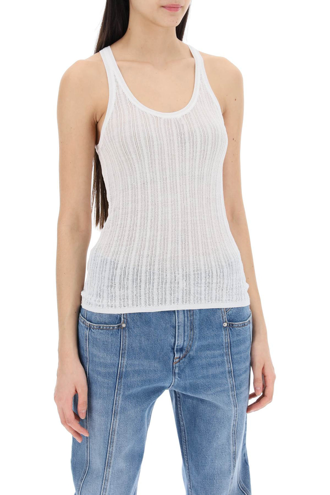 Isabel Marant Replace With Double Quoteperforated Knit Top   Bianco