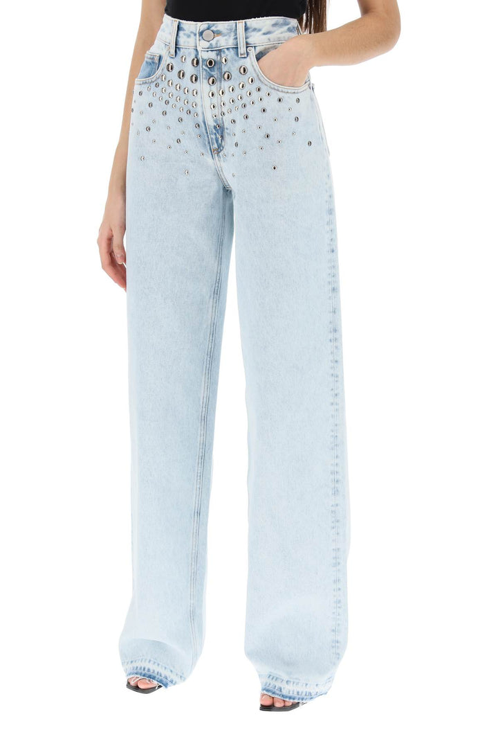Alessandra Rich Jeans With Studs   Light Blue