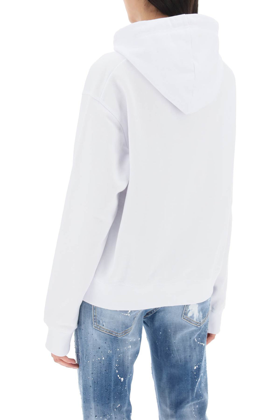 Dsquared2 Cool Fit Hoodie With Graphic Print   Bianco