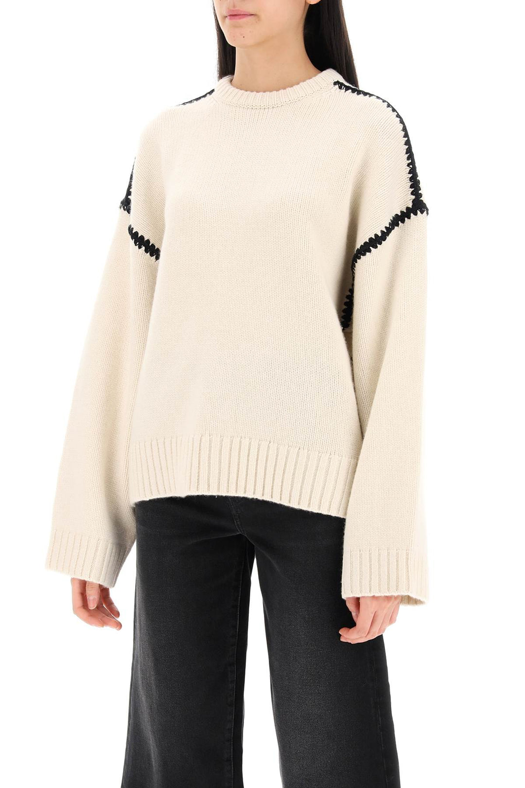 Toteme Sweater With Contrast Embroideries   Neutro