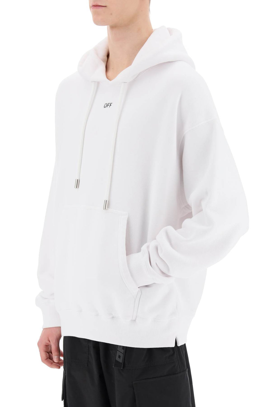 Off White Skate Hoodie With Off Logo   Bianco