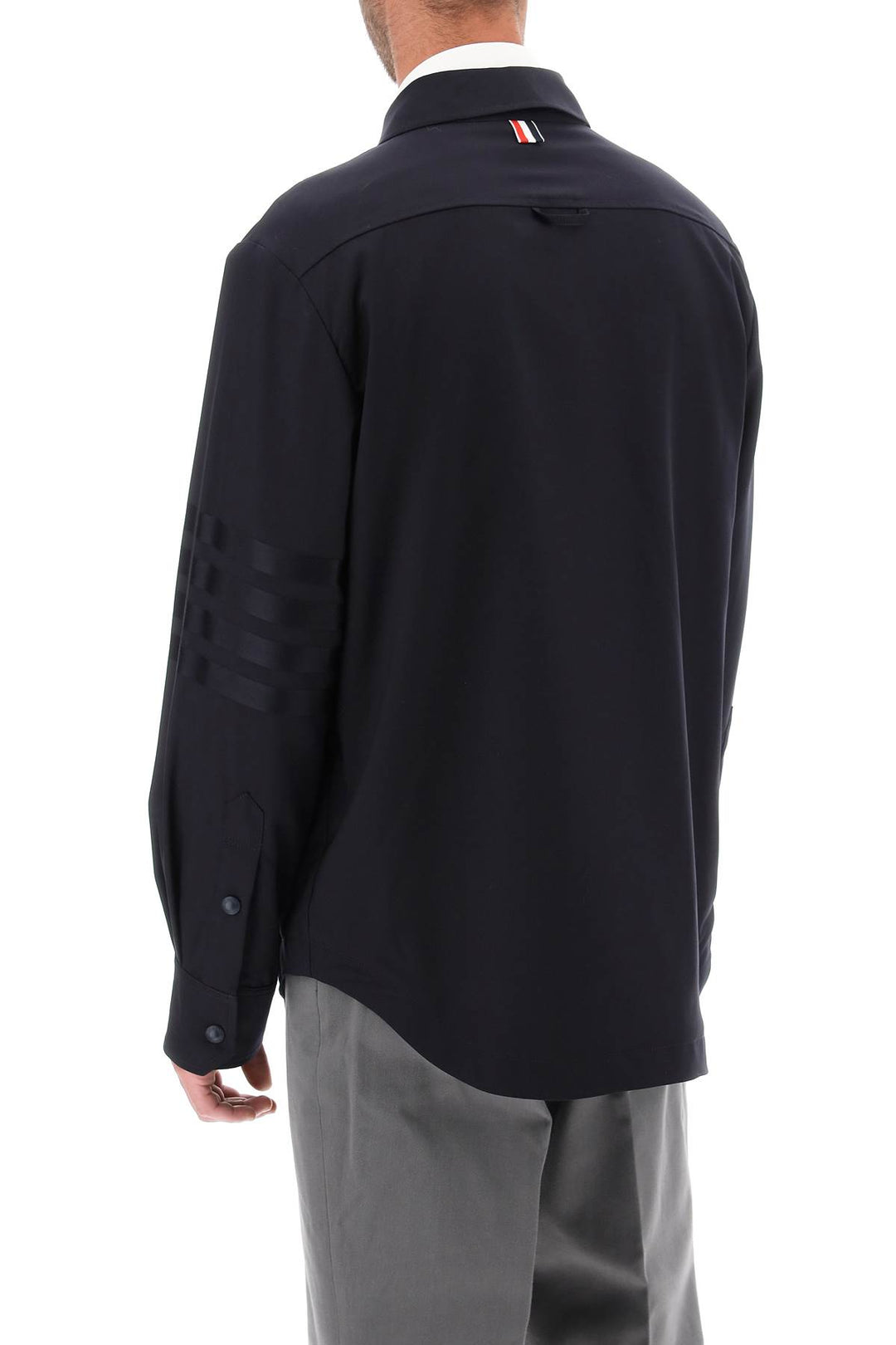 Thom Browne 4 Bar Shirt In Light Wool   Blu