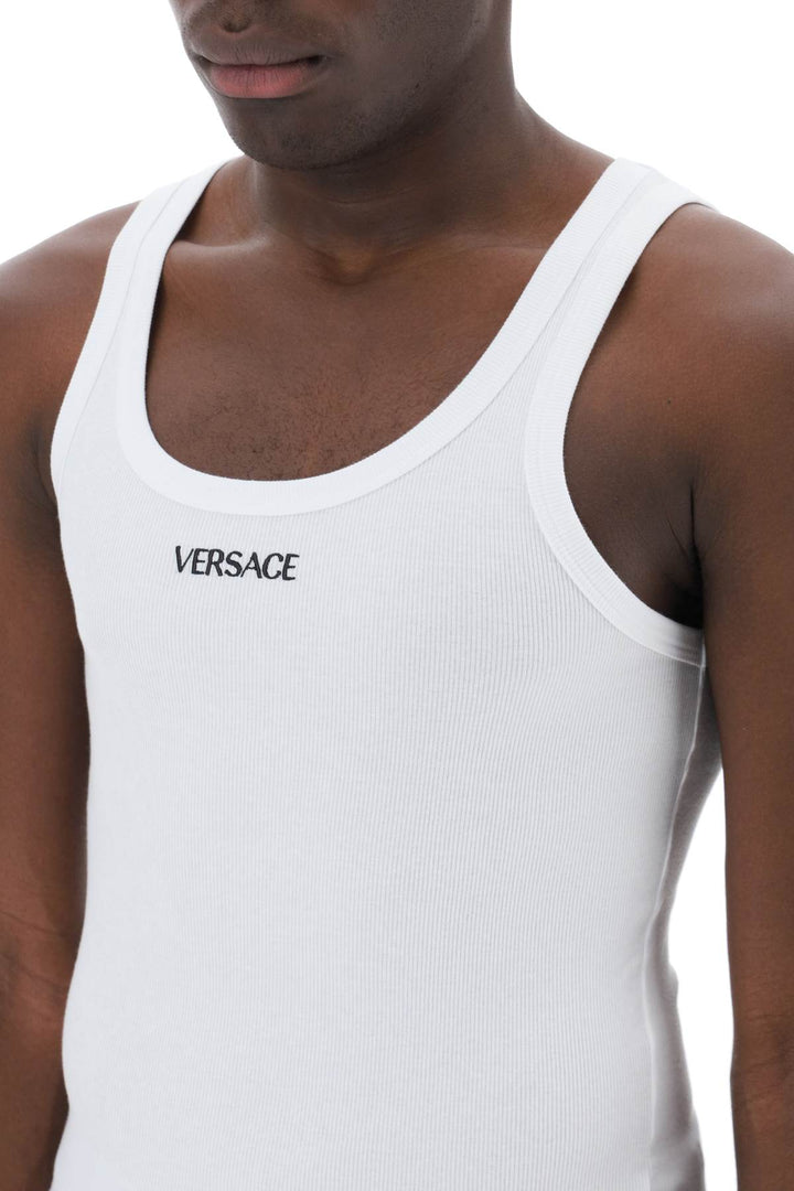 Versace Replace With Double Quoteintimate Tank Top With Embroidered   Bianco