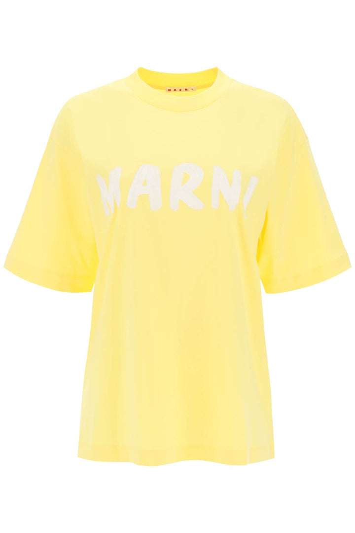 Marni T Shirt With Maxi Logo Print   Giallo