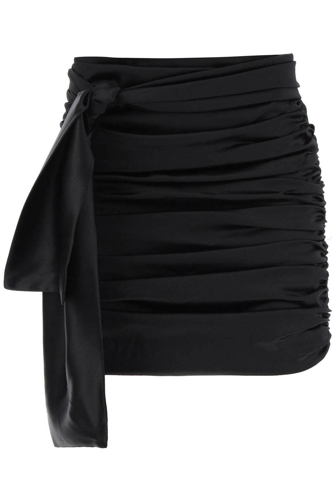 Dolce & Gabbana Ruched Satin Mini Skirt   Nero