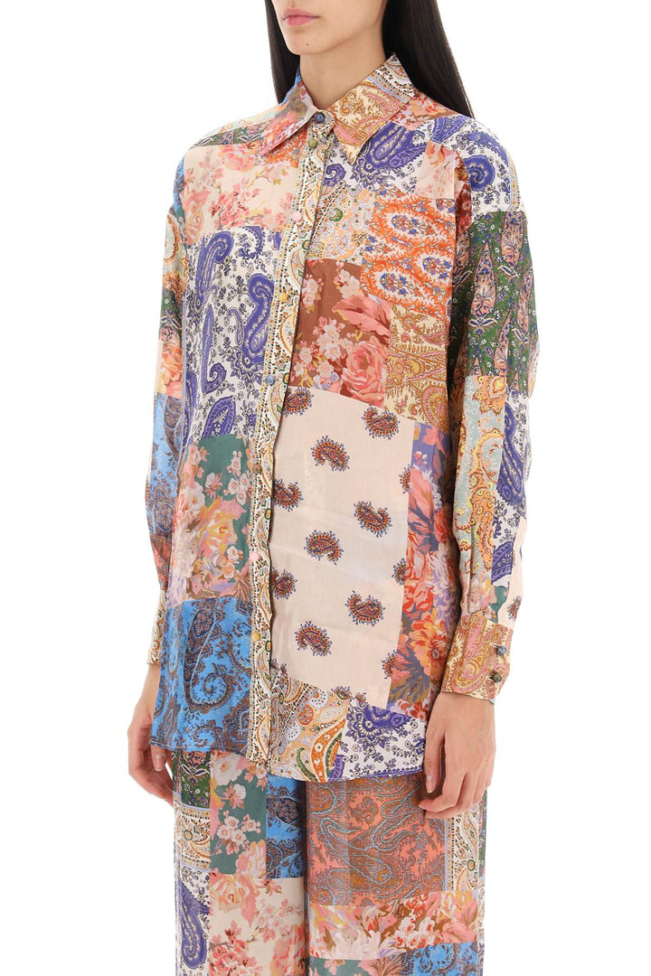 Zimmermann Devi Manstyle Silk Shirt   Multicolor