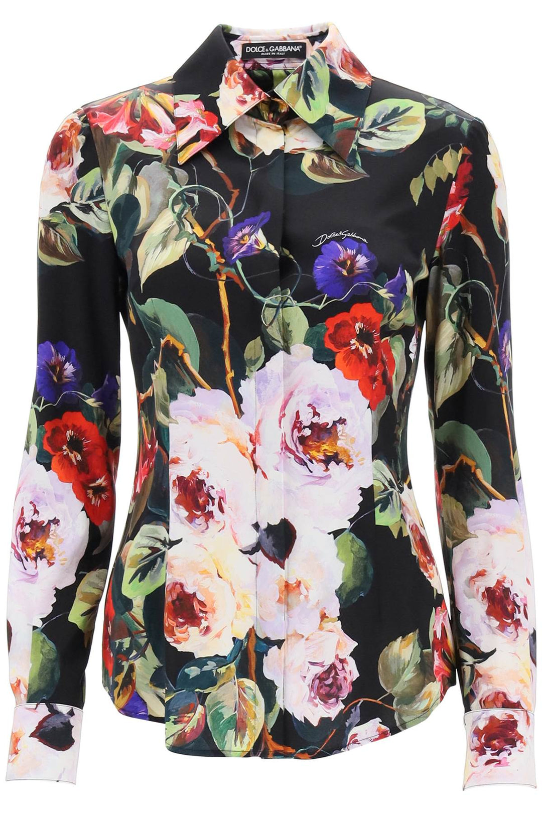 Dolce & Gabbana Rose Garden Shirt In Satin   Multicolor