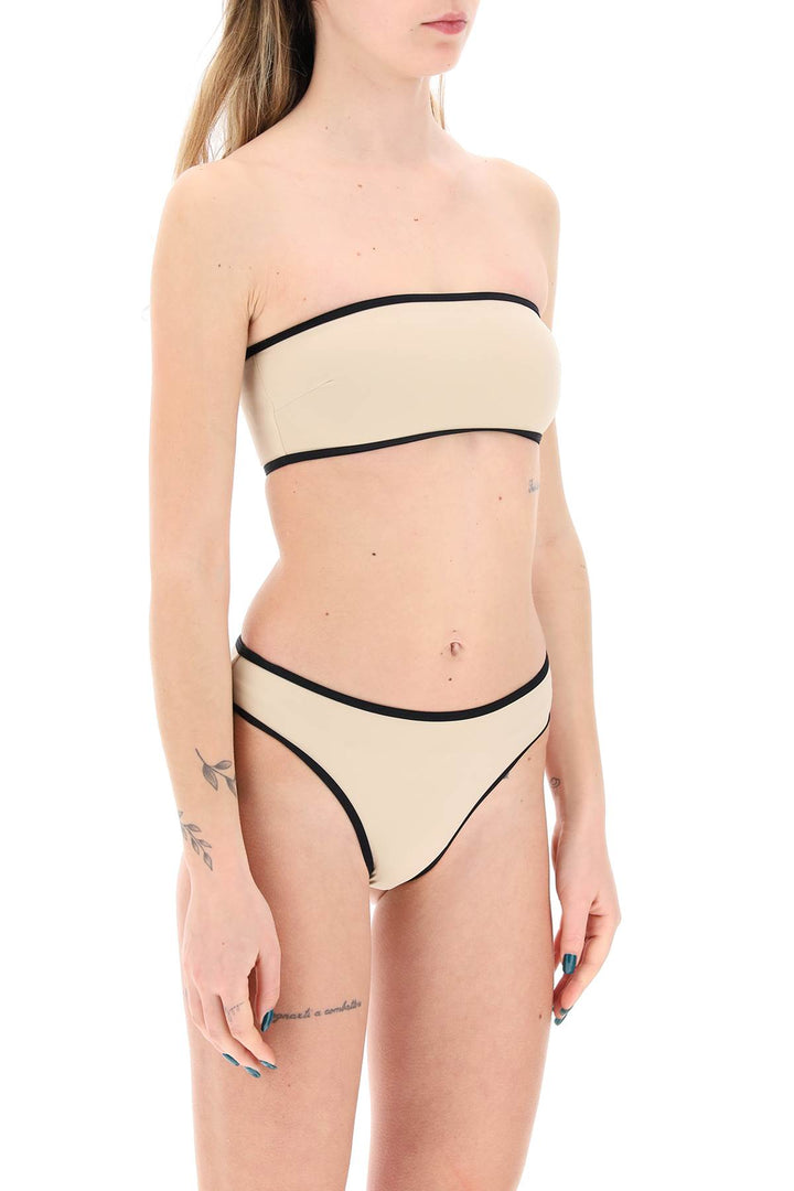 Toteme Strapless Bikini Top With Contrasting Edges   Beige