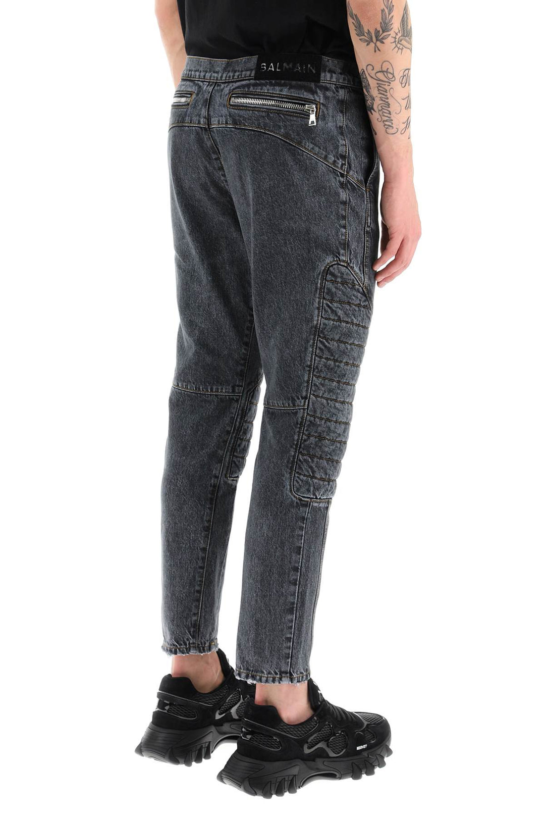 Balmain Jeans With Quilted And Padded Inserts   Grigio