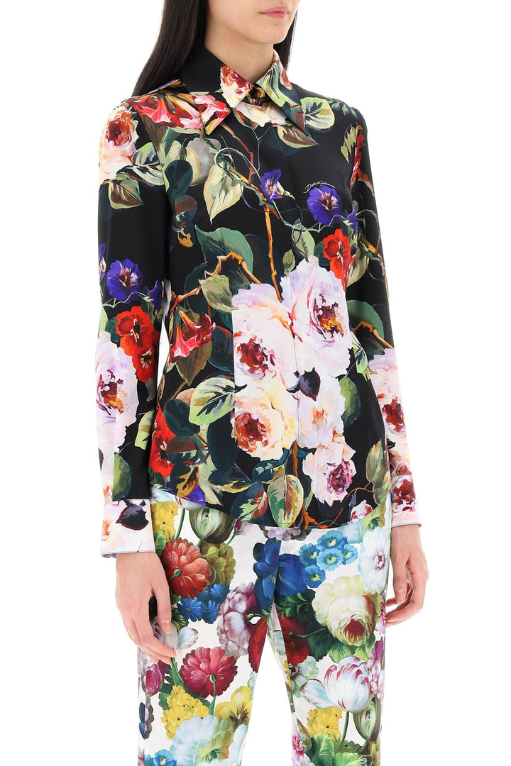 Dolce & Gabbana Rose Garden Shirt In Satin   Multicolor