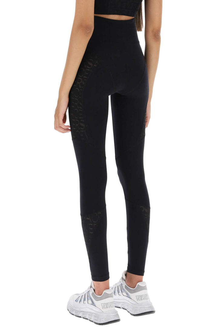 Versace Sports Leggings With Lettering   Nero