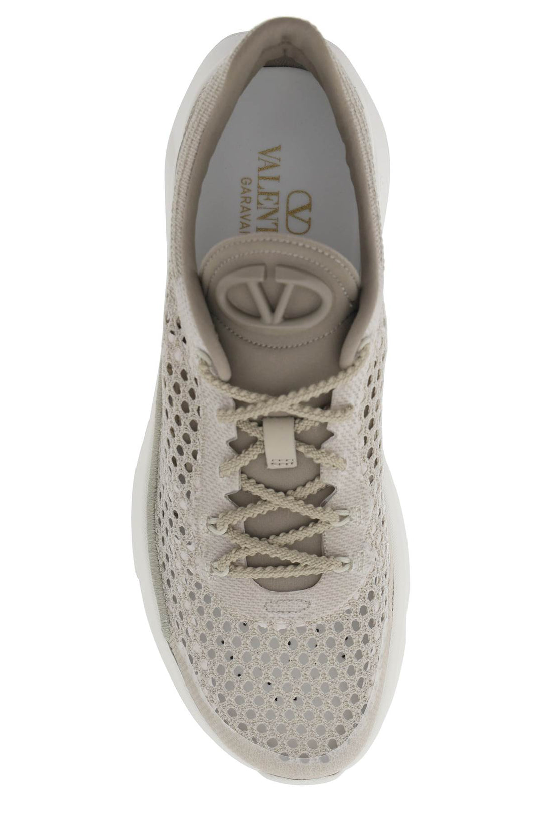 Valentino Garavani Replace With Double Quotetrue Actress Mesh Sneakers For   Beige