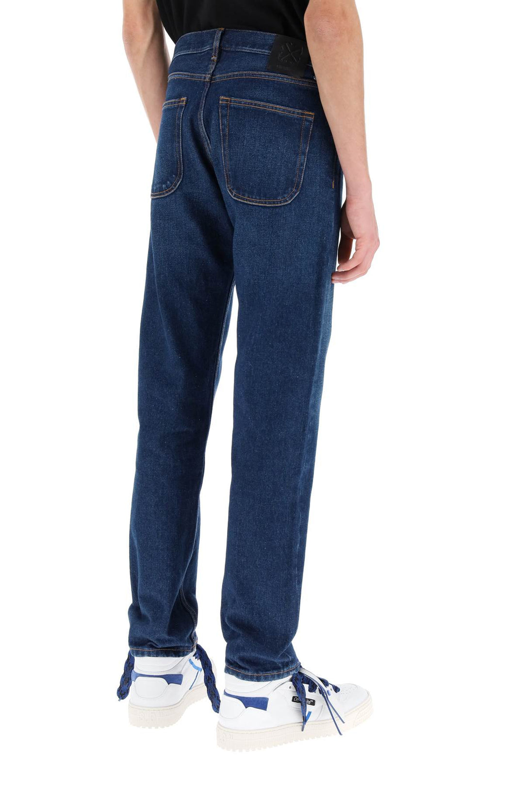 Off White Regular Jeans With Tapered Cut   Blu