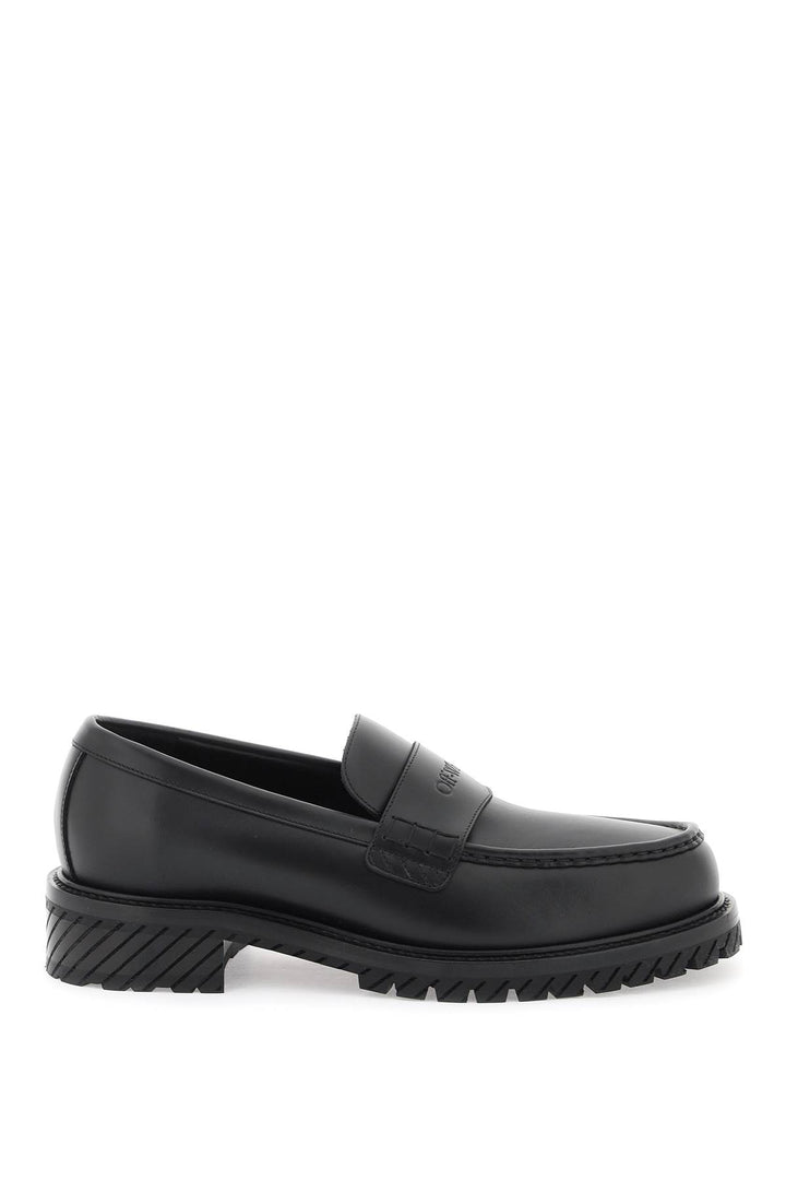 Off White Leather Loafers For   Nero