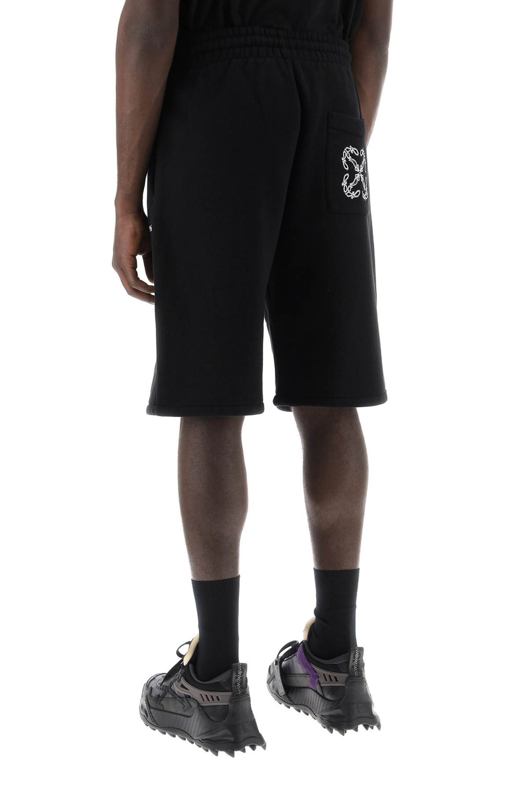 Off White Replace With Double Quotesporty Bermuda Shorts With Embroidered Arrow   Nero