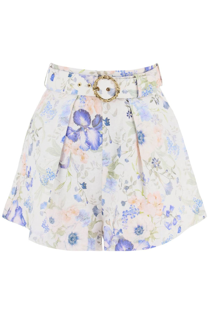 Zimmermann Replace With Double Quotefloral Linen Nature Shorts For   Bianco