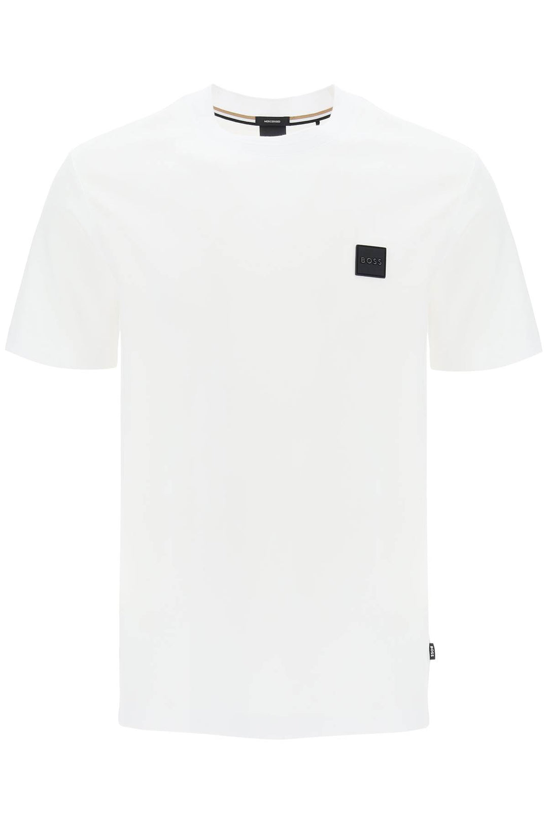 Boss Regular Fit T Shirt With Patch Design   Bianco