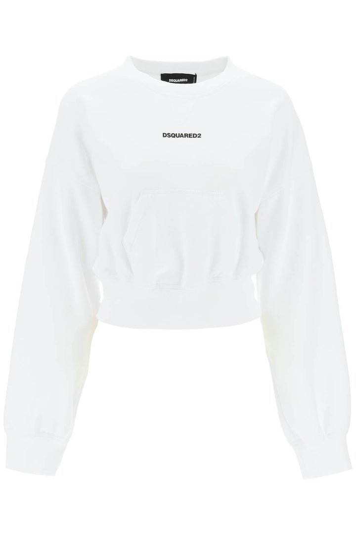 Dsquared2 Cropped Sweatshirt With Logo   Bianco