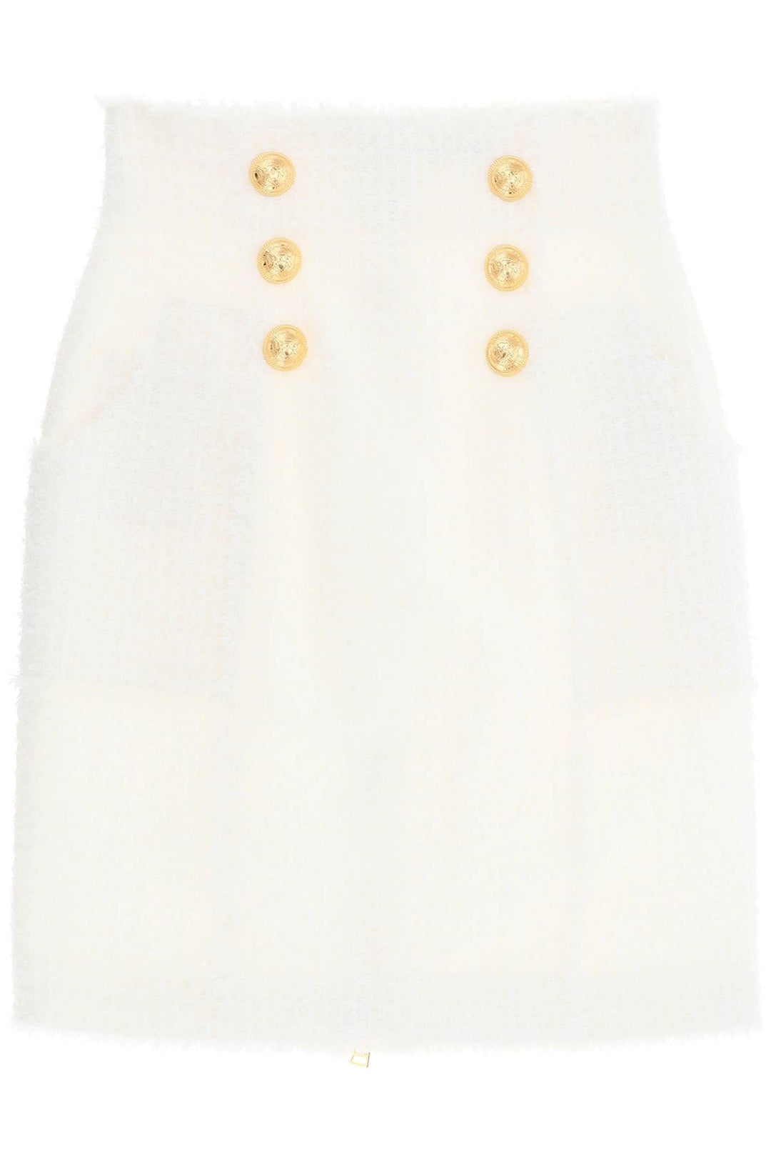 Balmain Pencil Skirt In Monochrome Tweed   Bianco