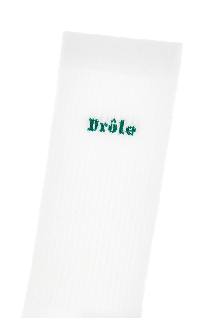 Drole De Monsieur Logoed Socks   Bianco