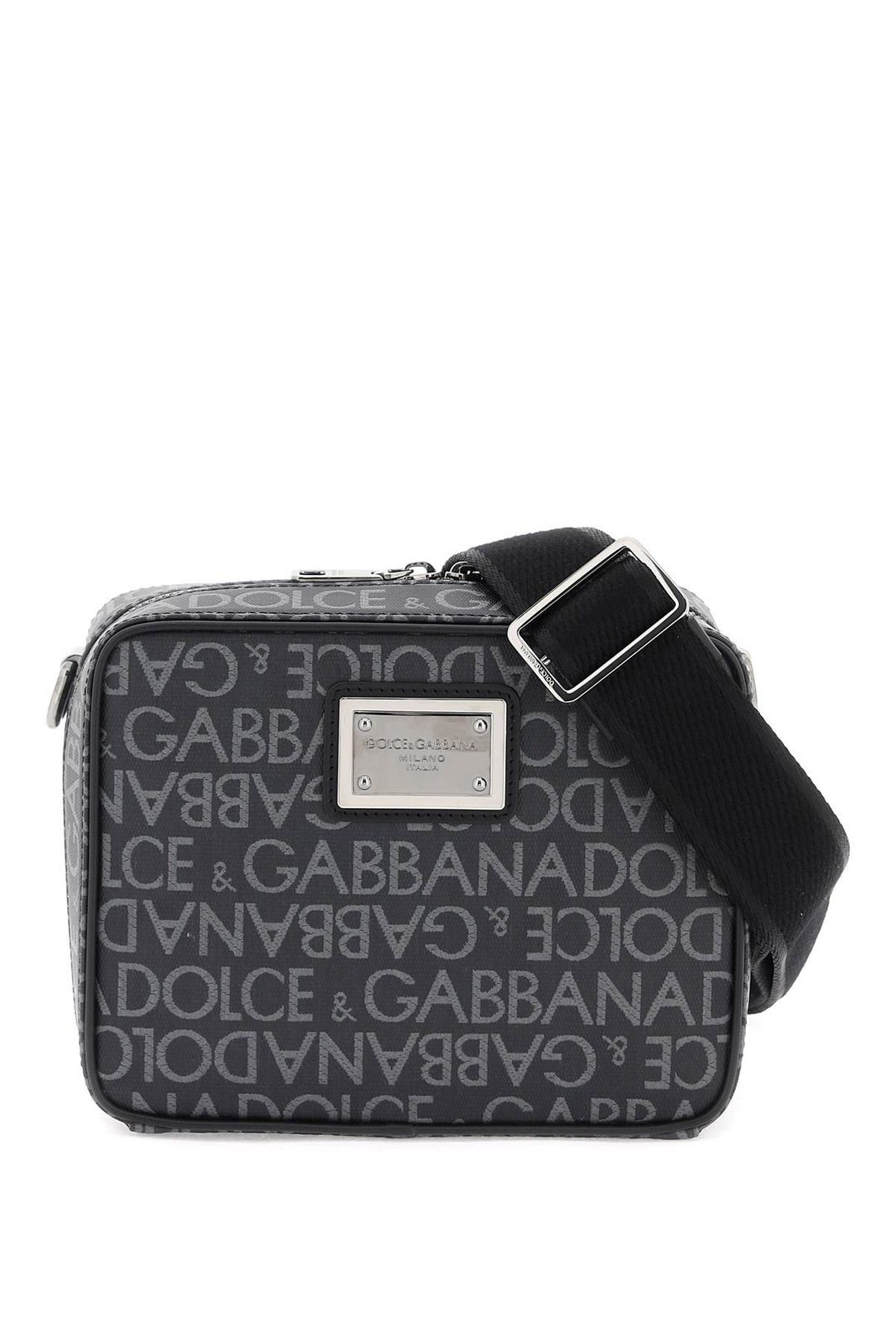 Dolce & Gabbana Coated Jacquard Messenger Bag   Nero