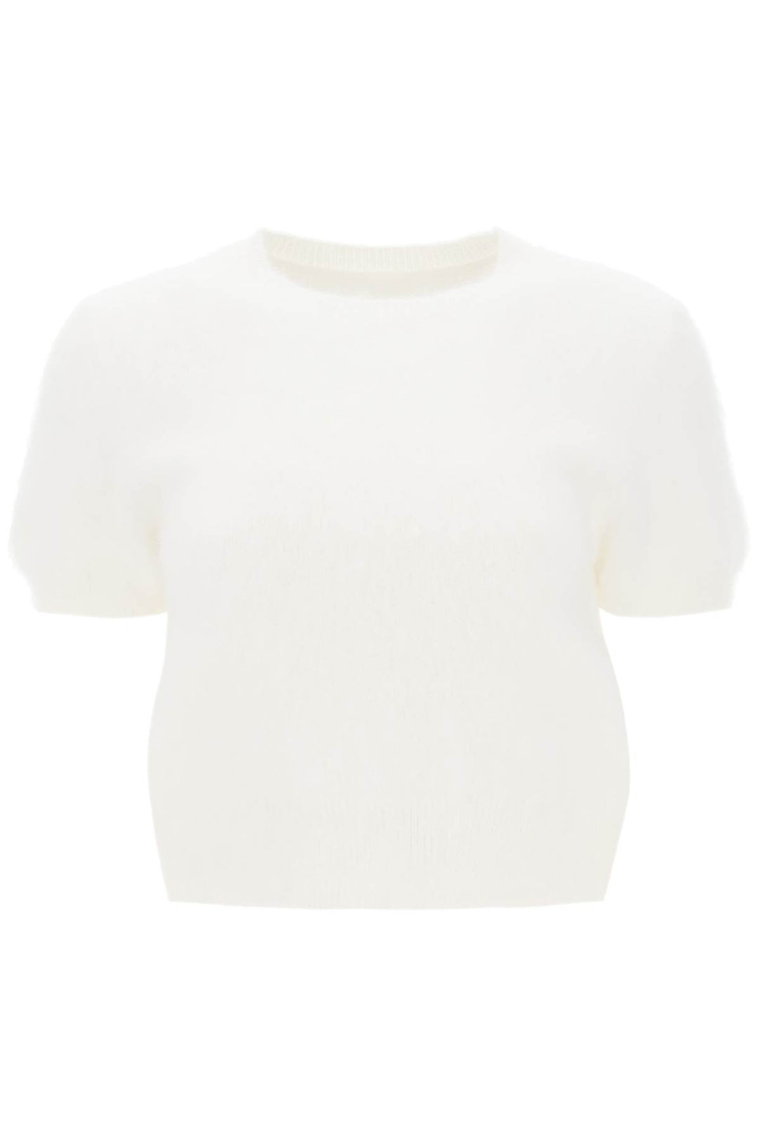 Maison Margiela Angora Wool Short Sleeved Top   Bianco