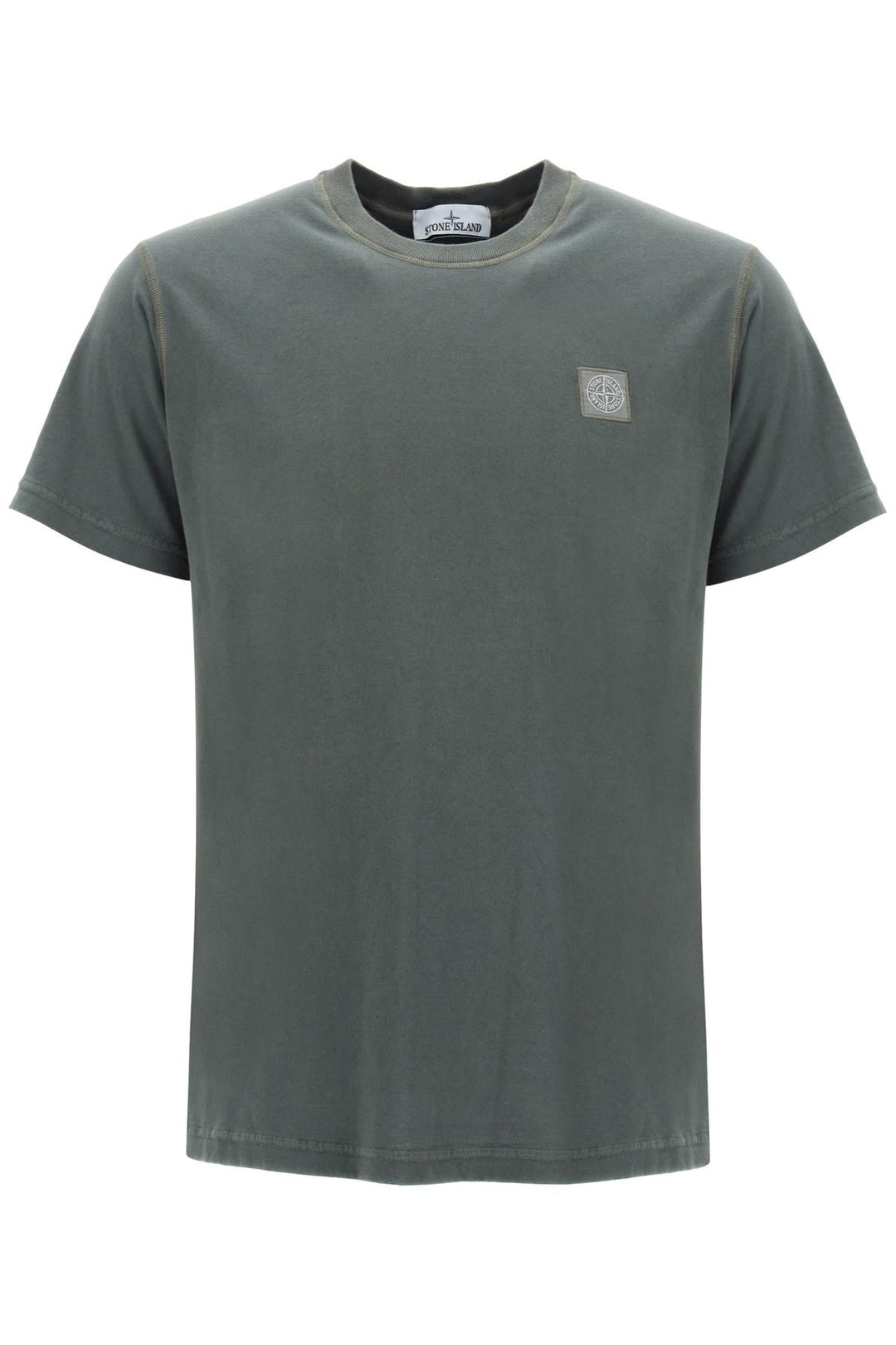 Stone Island Crew Neck T Shirt With Logo Patch   Verde