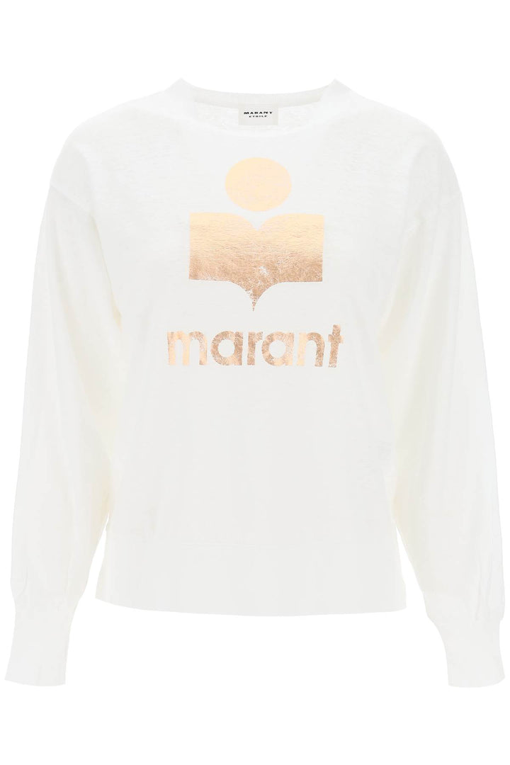 Isabel Marant Etoile Klowia T Shirt With Metallic Logo Print   Bianco