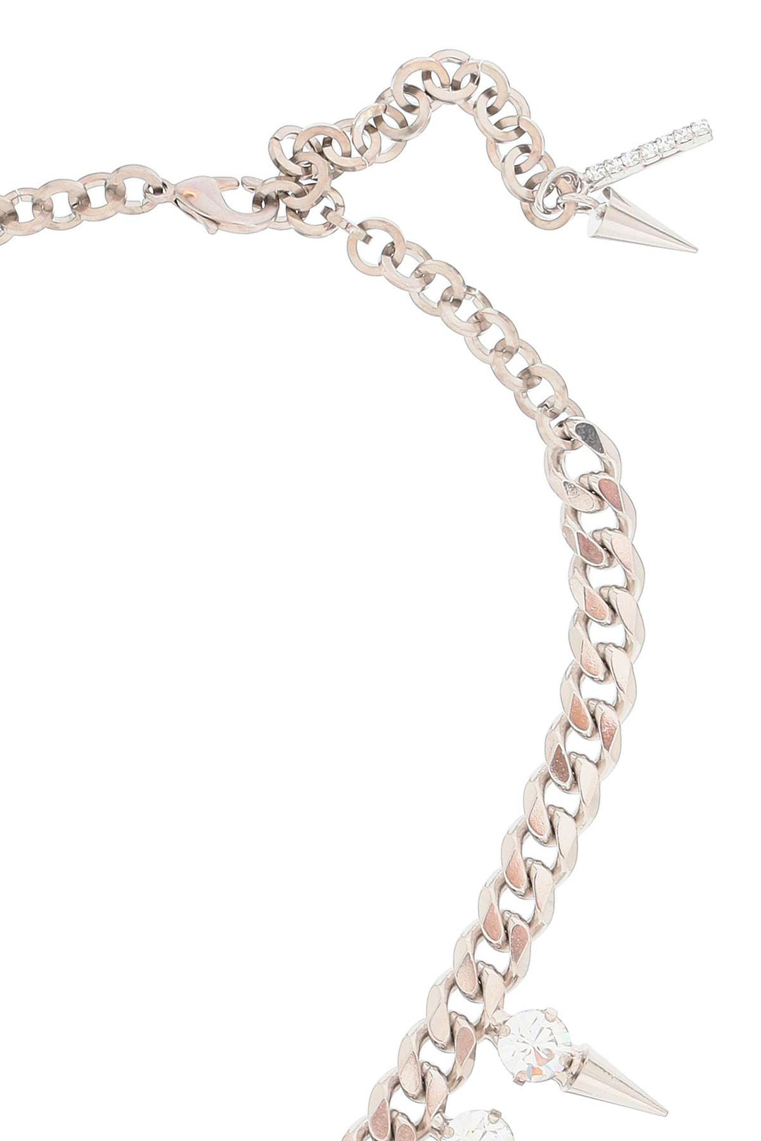 Alessandra Rich Choker With Crystals And Spikes   Argento