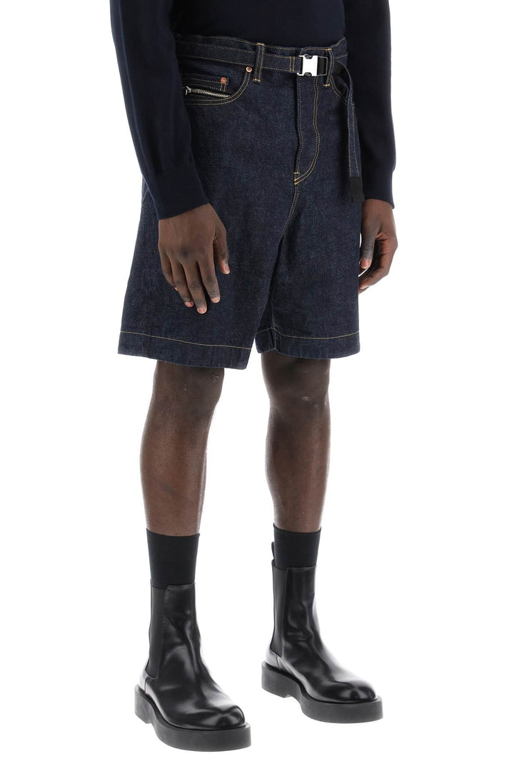 Sacai Denim Bermuda Shorts With Removable Belt   Blu