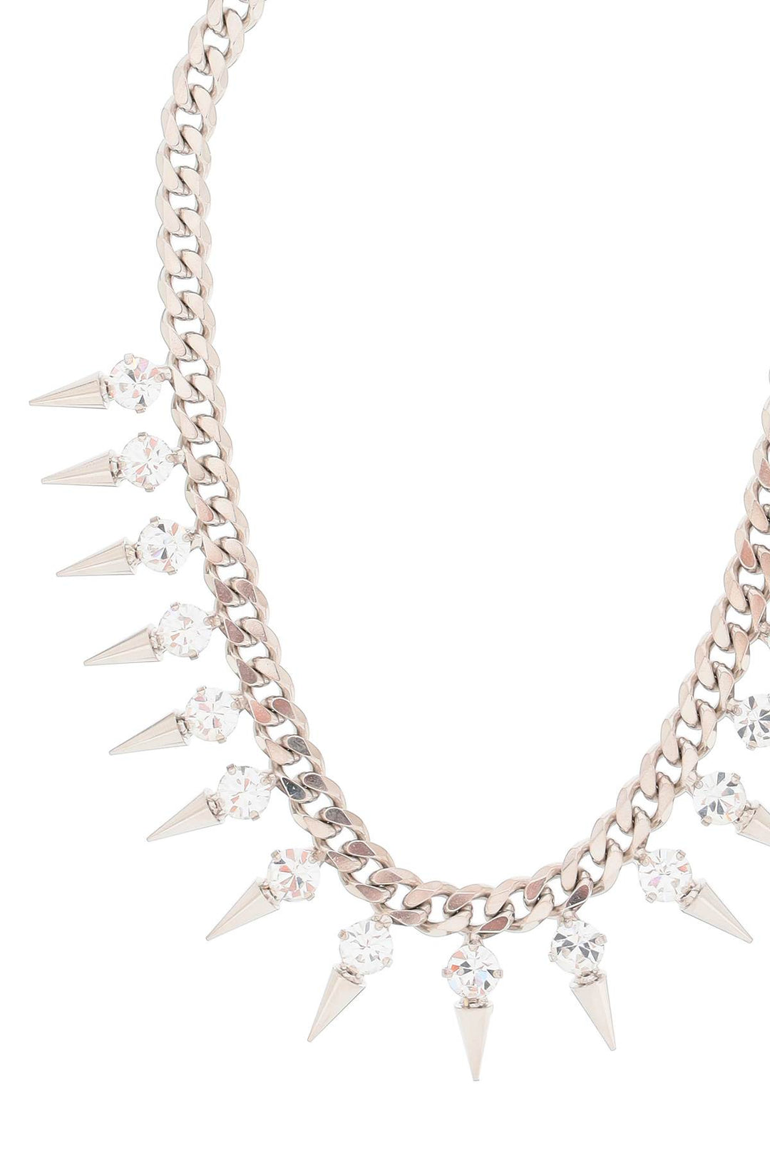 Alessandra Rich Choker With Crystals And Spikes   Argento