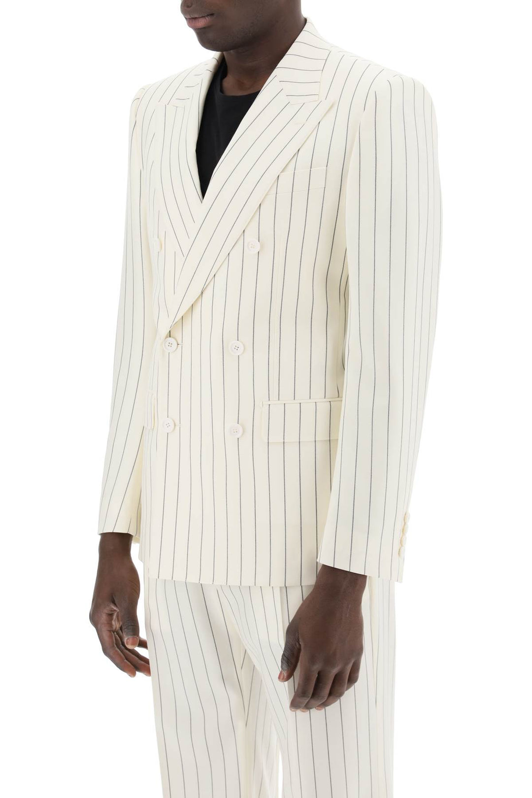 Dolce & Gabbana Double Breasted Pinstripe   Bianco