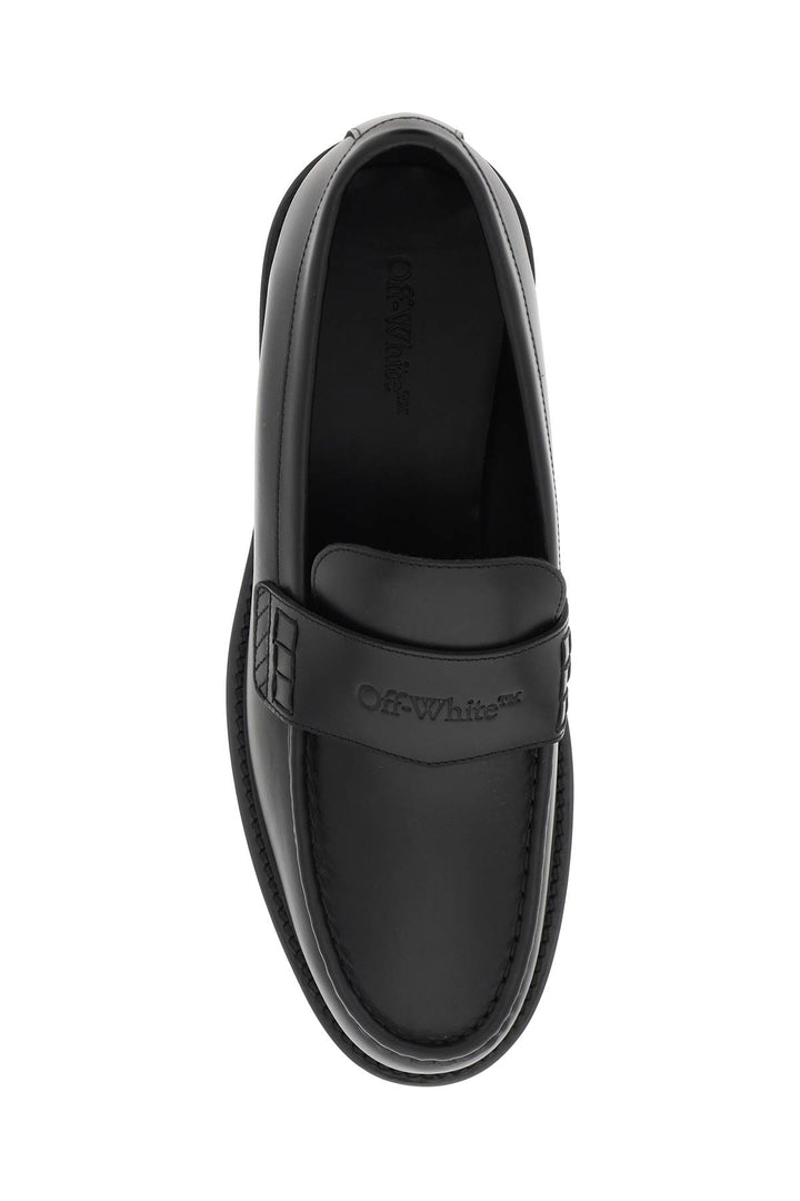 Off White Leather Loafers For   Nero