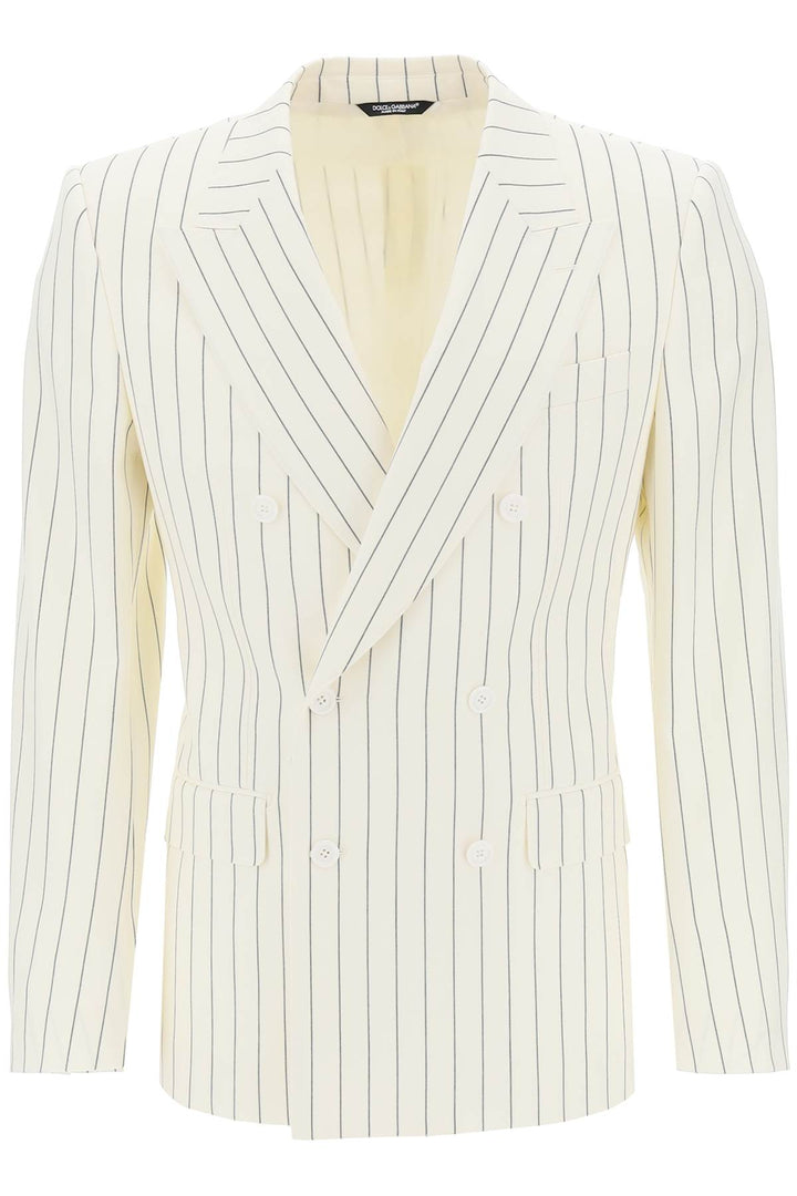 Dolce & Gabbana Double Breasted Pinstripe   Bianco