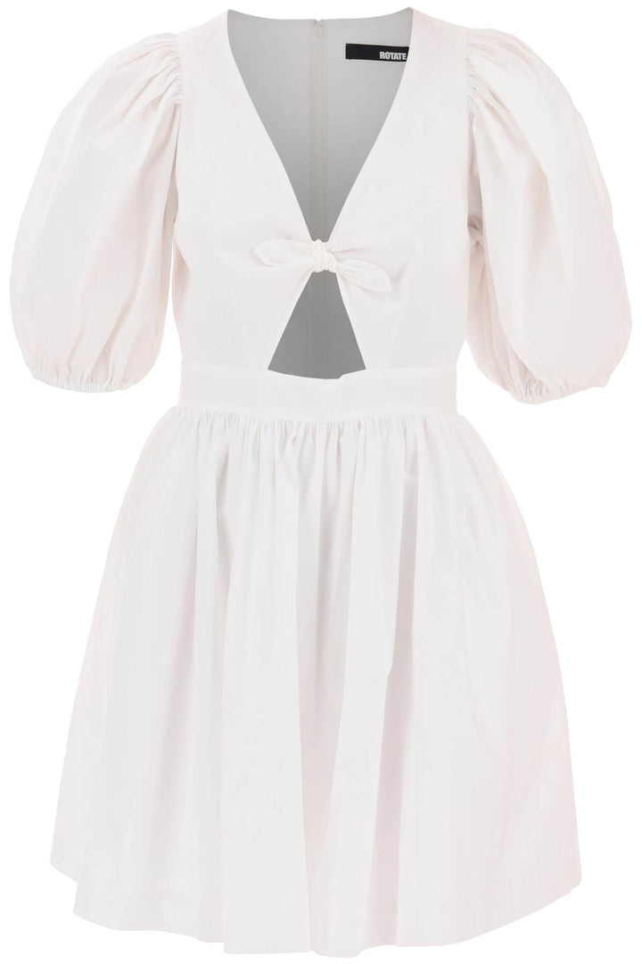 Rotate Mini Dress With Balloon Sleeves And Cut Out Details   Bianco