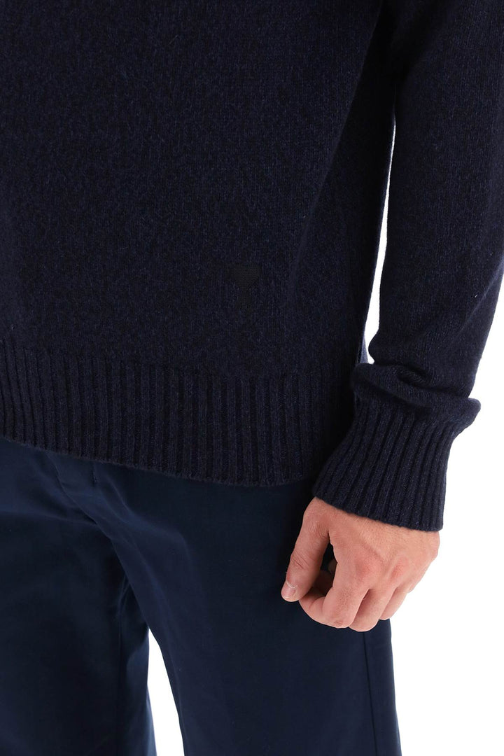 Ami Alexandre Matiussi Melange Effect Cashmere Turtleneck Sweater   Blu