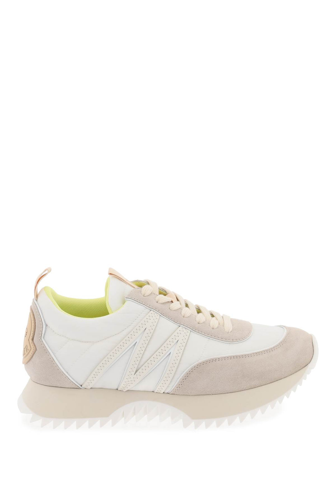 Moncler Pacey Sneakers In Nylon And Suede Leather.   White