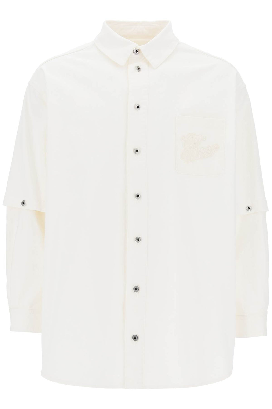 Off White Convertible Overshirt With 90's   White