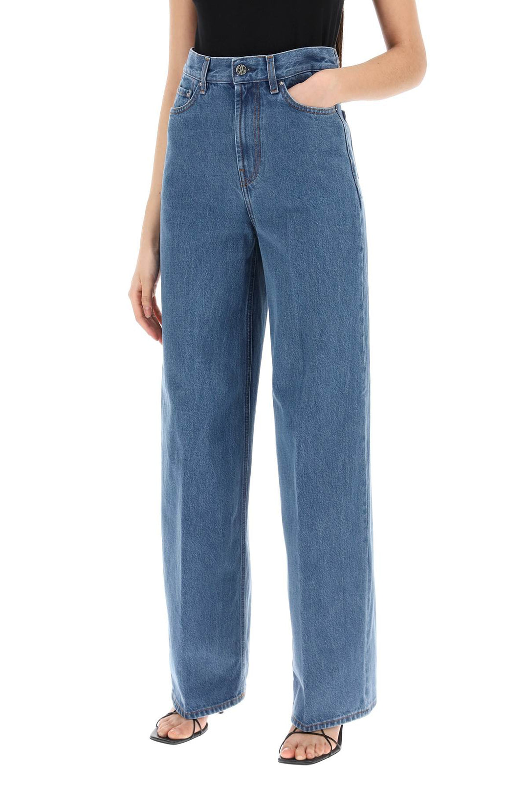 Toteme Organic Cotton Wide Leg Jeans.   Blue