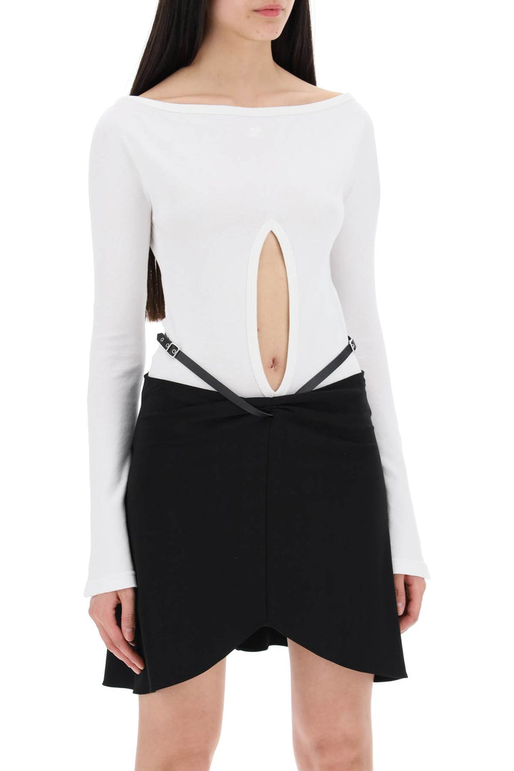Courreges Replace With Double Quotejersey Body With Cut Out   Bianco