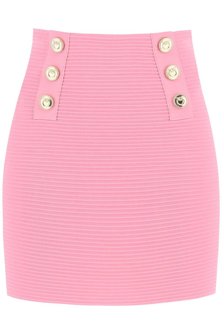 Pinko Cipresso Mini Skirt With Love Birds Buttons   Pink