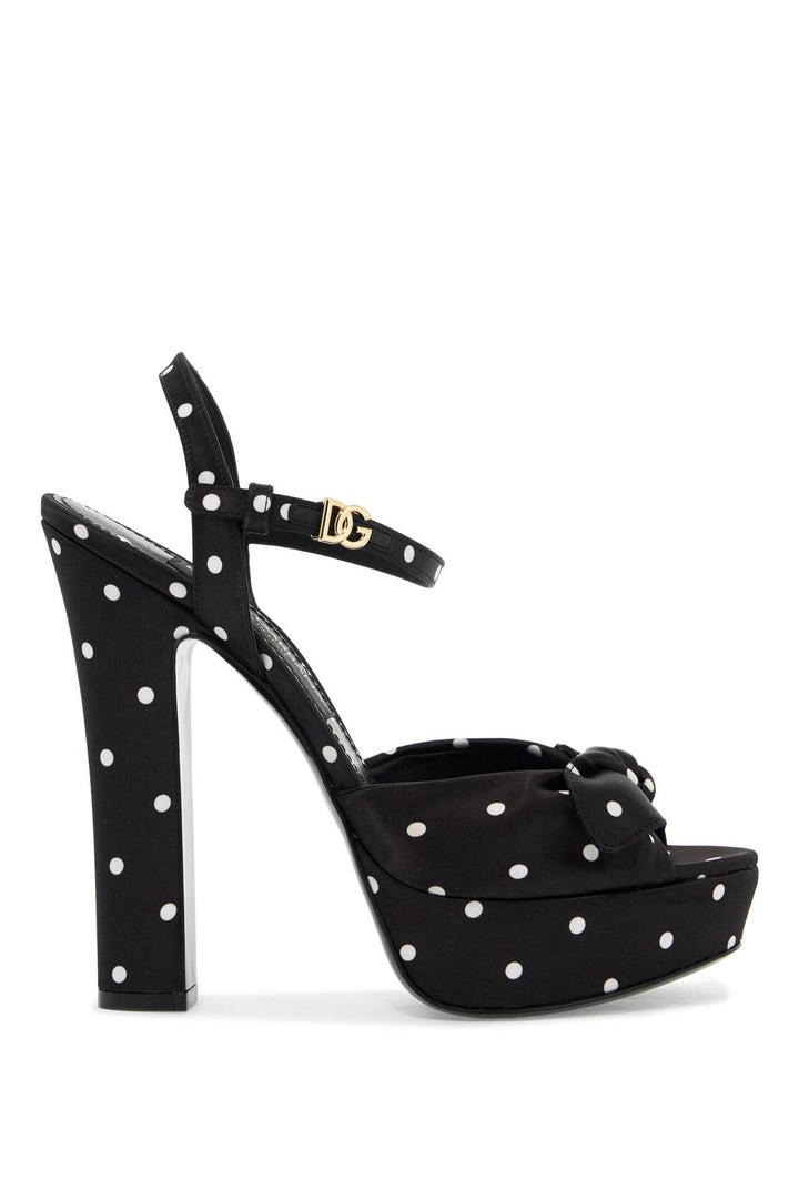 Dolce & Gabbana Keira Polka Dot Satin Platform Sandals   Metallic