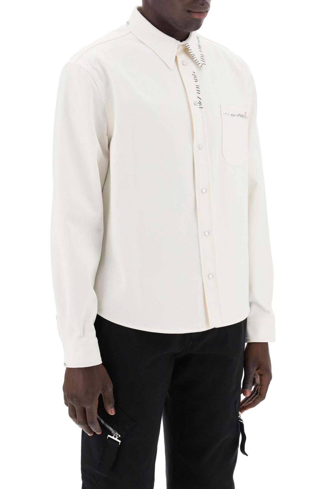 Marni Cotton Drill Overshirt In Eight   White