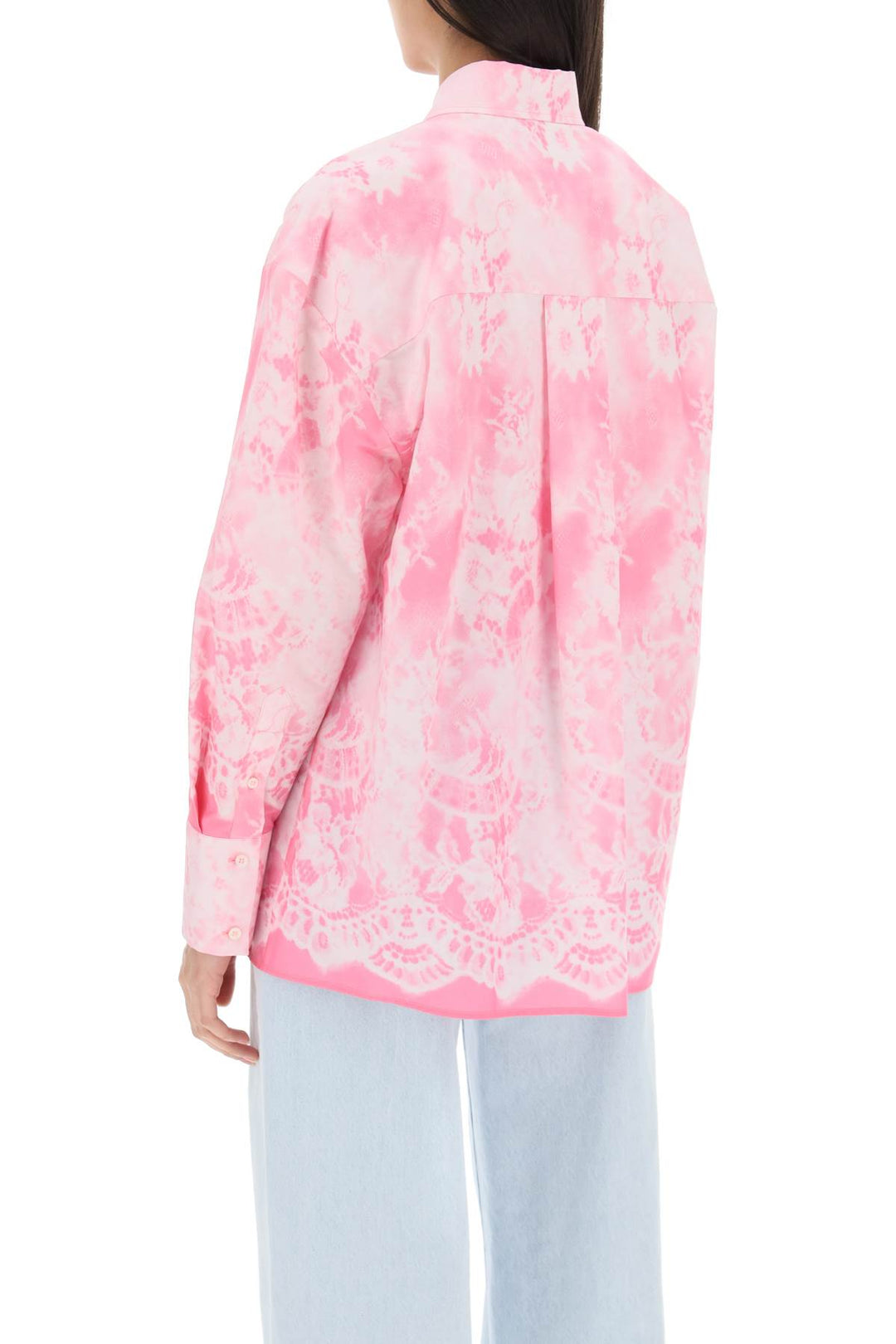 Msgm Oversized Shirt With All Over Print   Rosa